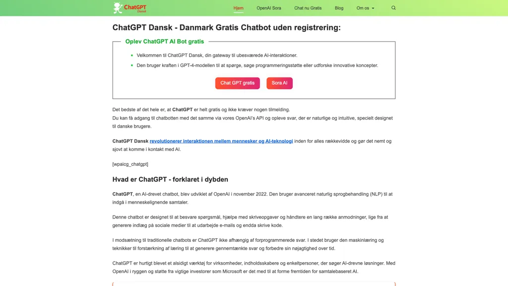 ChatGPT Dansk AI tool screenshot