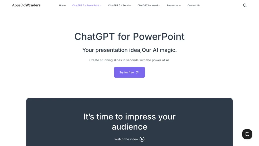 ChatGPT for PowerPoint website
