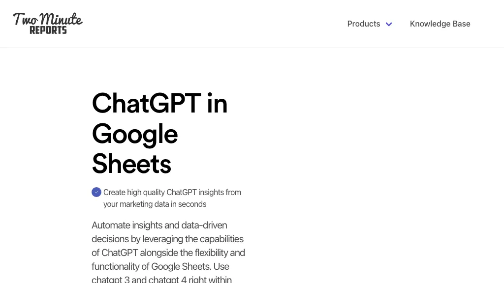 ChatGPT in Google Sheets website