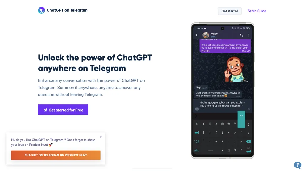 ChatGPT on Telegram website