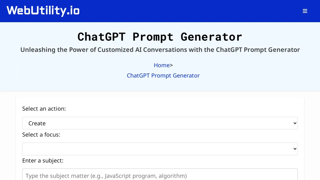 ChatGPT Prompt Generator website
