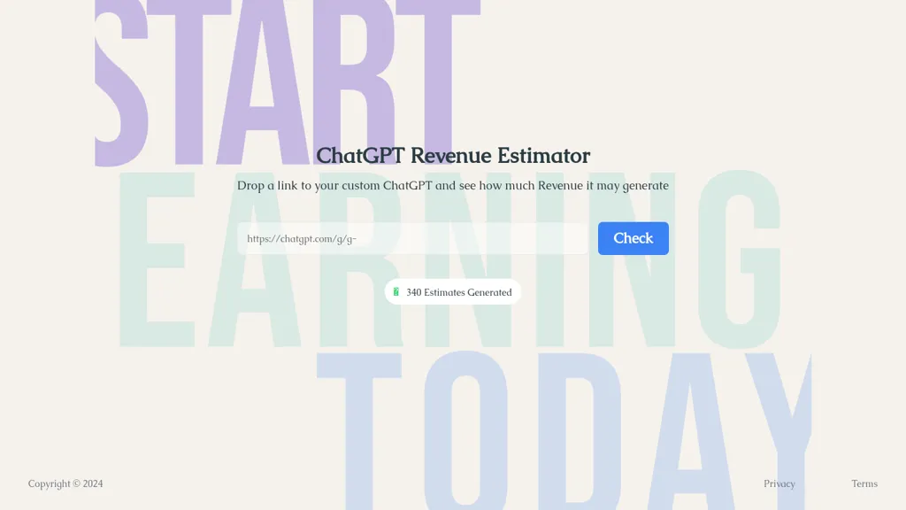 ChatGPT Revenue Estimator website