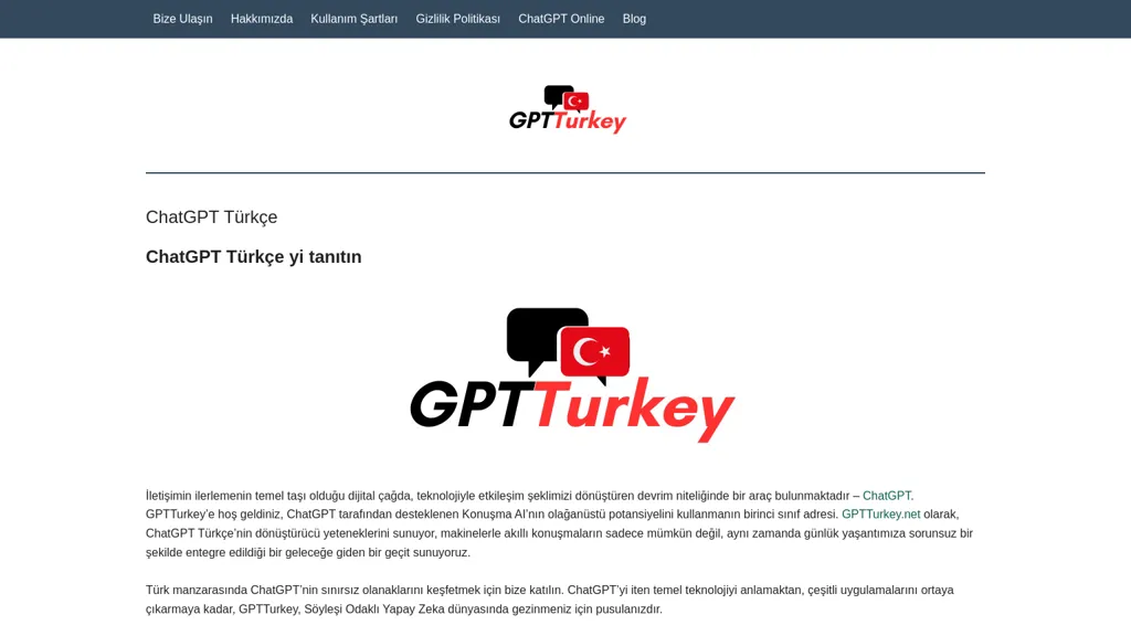 ChatGPT Türkçe website