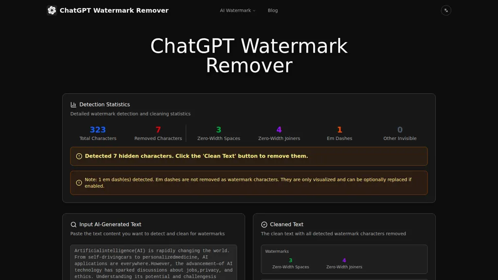 ChatGPT Watermark Remover AI tool screenshot