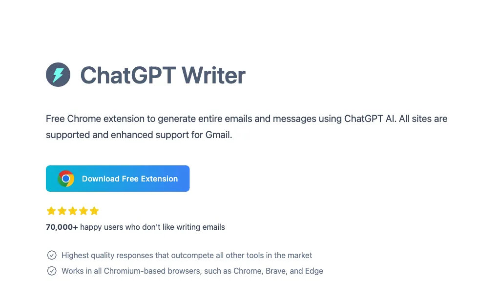 ChatGPT Writer website