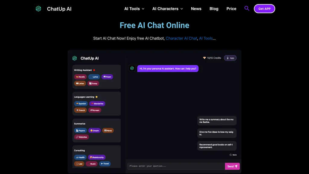ChatUp AI website