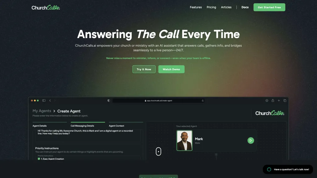ChurchCalls.ai AI tool screenshot