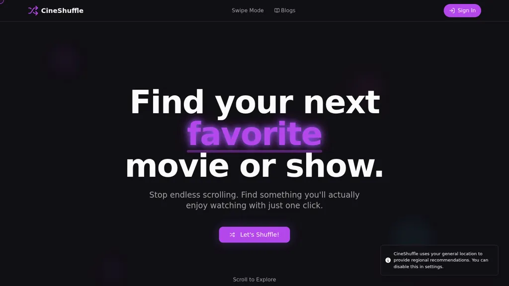 CineShuffle AI tool screenshot