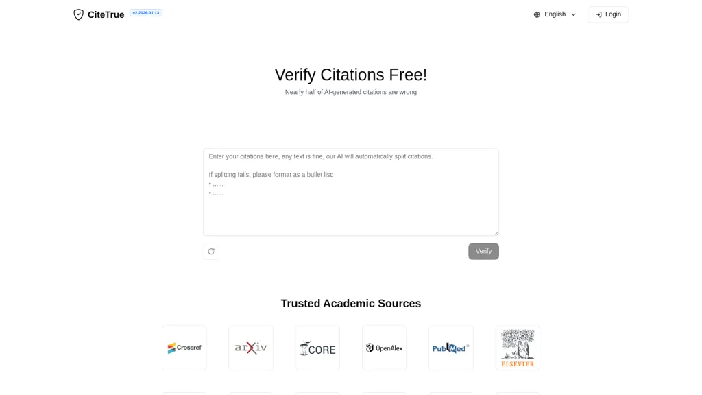CiteTrue AI tool screenshot