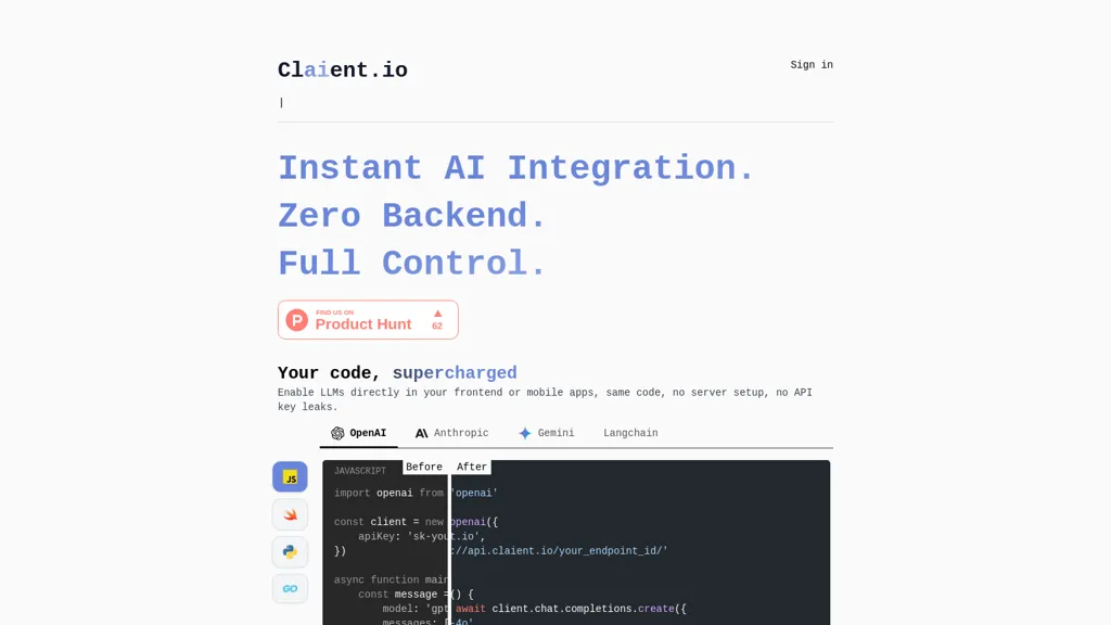 Claient.io website