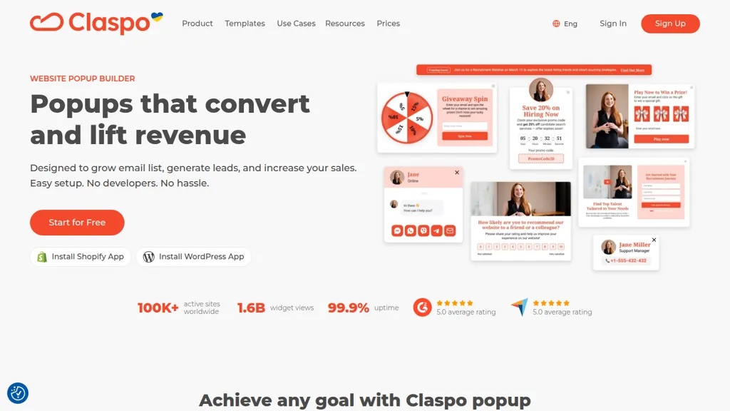 Claspo AI tool screenshot