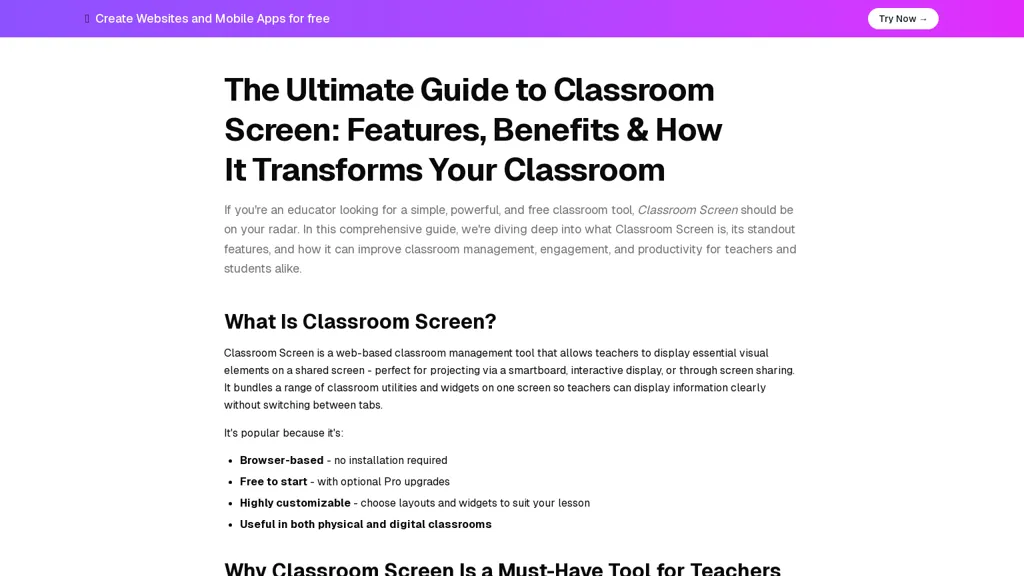 Classroom Screen AI tool screenshot