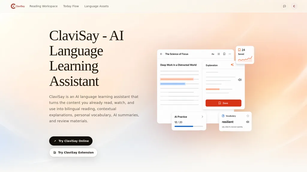 ClaviSay AI tool screenshot