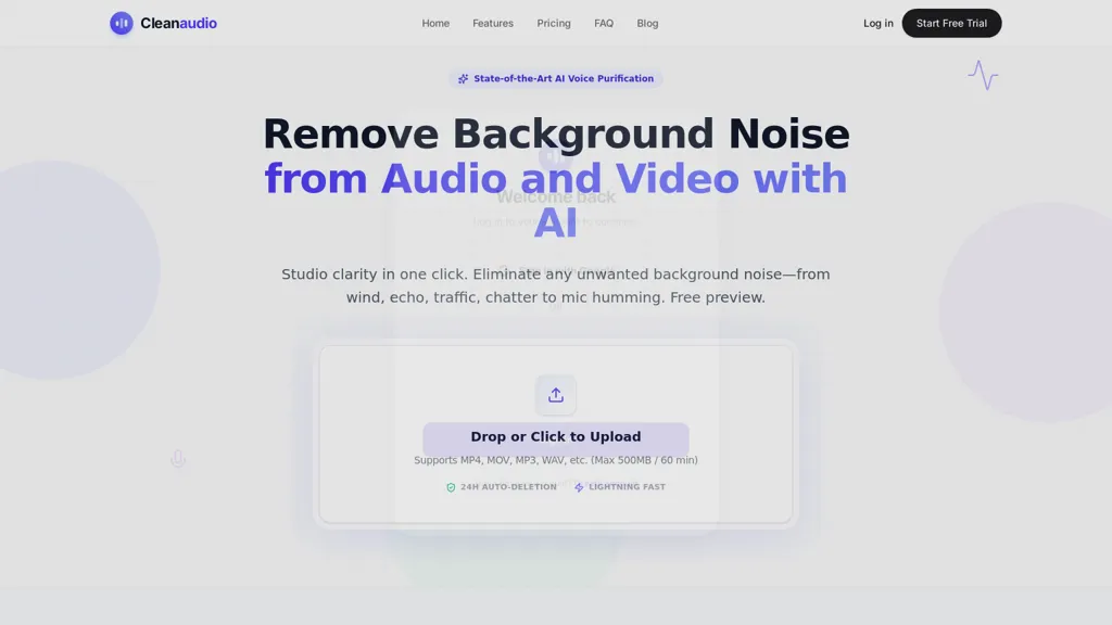 Cleanaudio.io AI tool screenshot