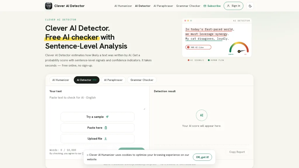 Cleverhumanizer AI Detector screenshot