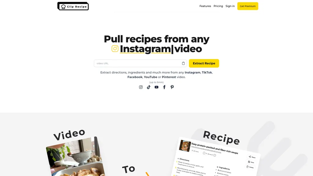Clip Recipe AI tool screenshot