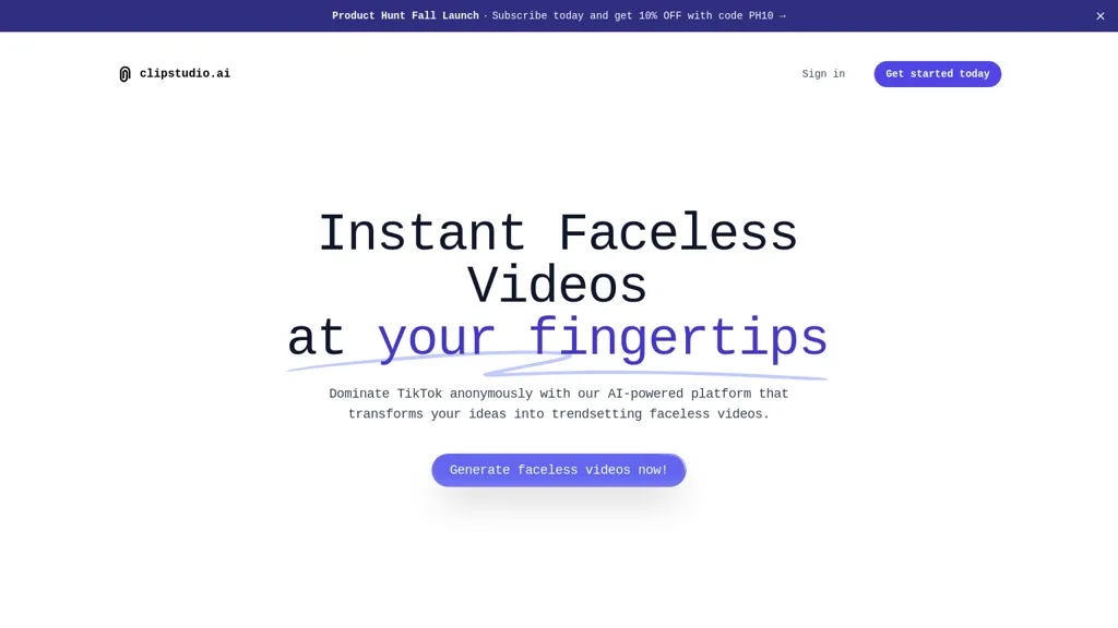 Clip Studio AI website