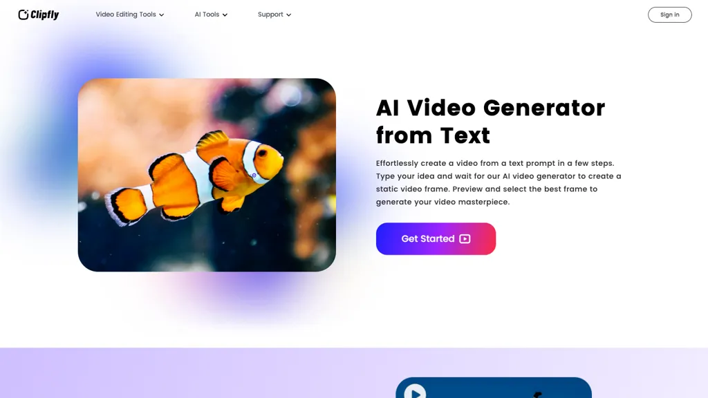 Clipfly AI Video Generator website