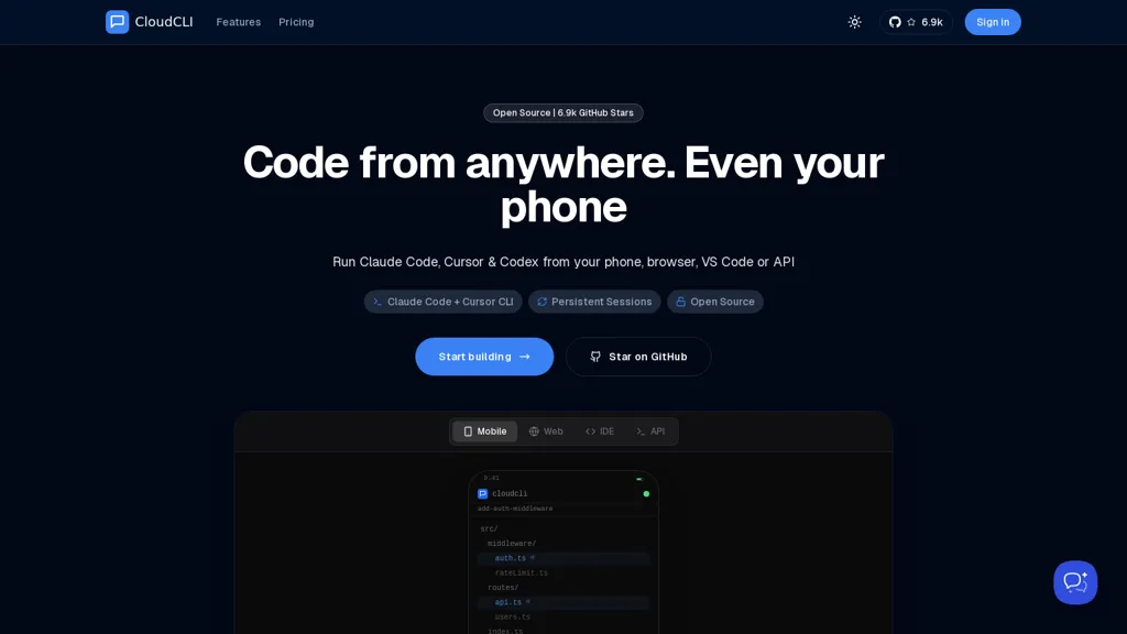 CloudCLI AI AI tool screenshot