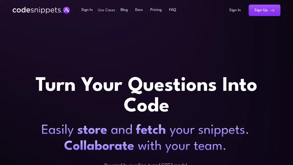 Code Snippets AI website