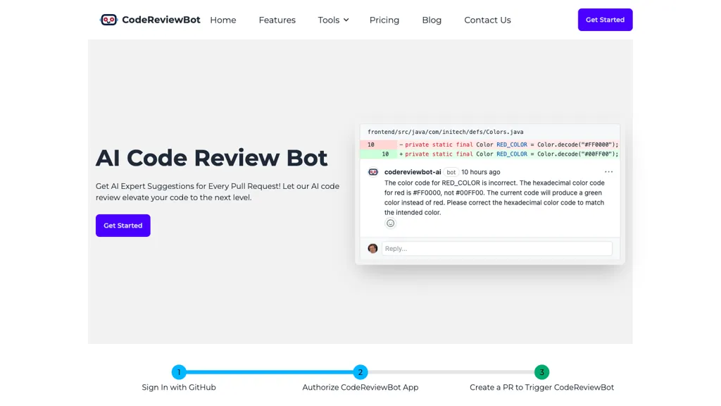 CodeReviewBot.AI website