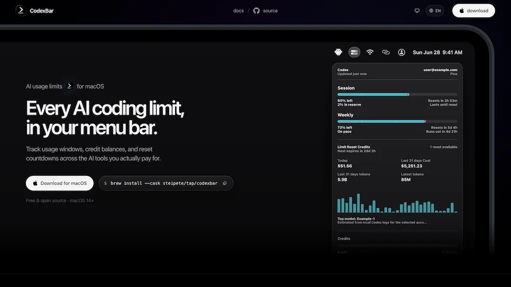 Codexbar AI tool screenshot