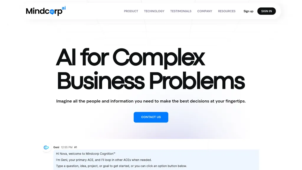 Cognition by Mindcorp website