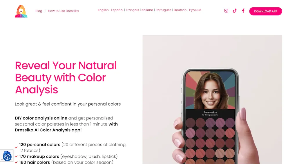 Color Analysis - Dressika website