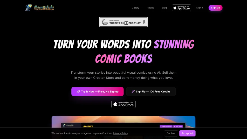 ComicInk AI tool screenshot