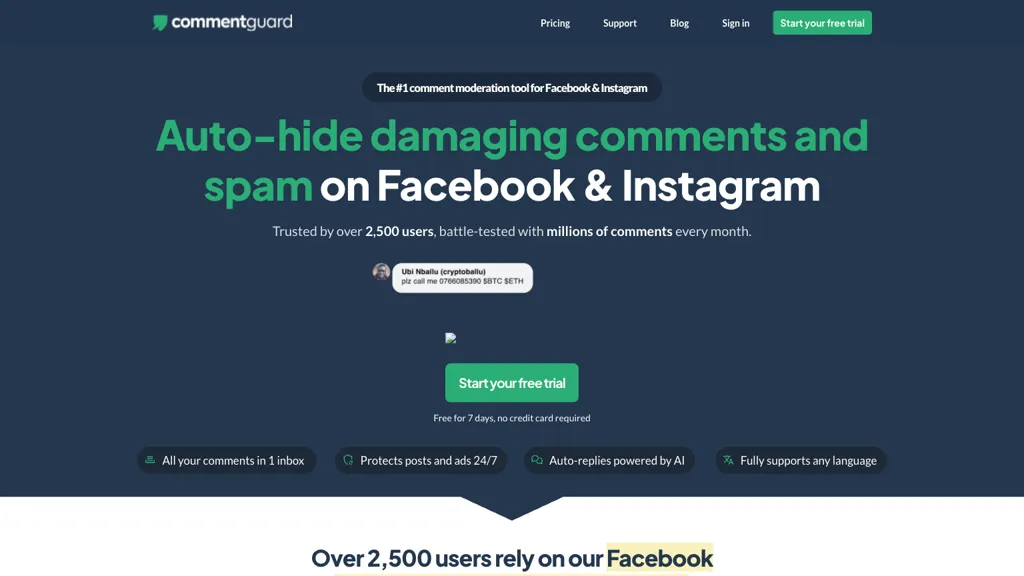 commentguard.io AI tool screenshot