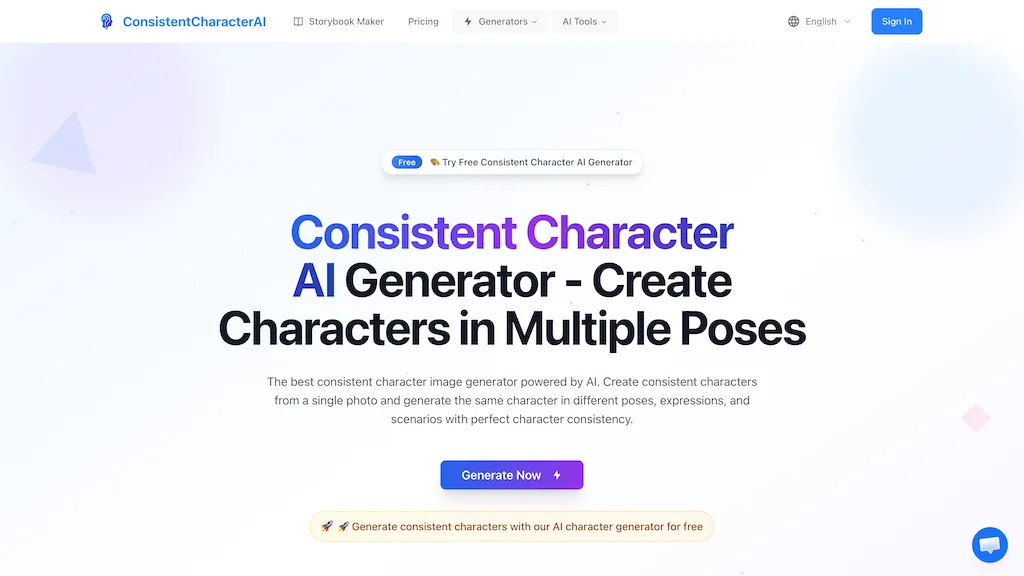 Consistent Character AI Generator AI tool screenshot