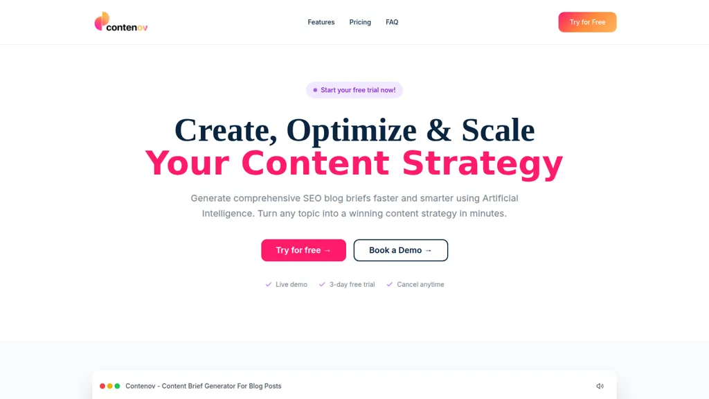 Contenov AI tool screenshot