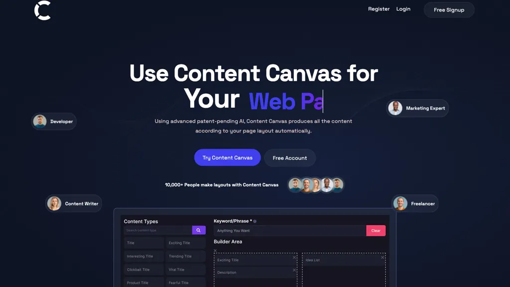 Content Canvas website