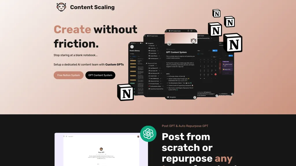 Content Scalling - Notion Content AI tool screenshot