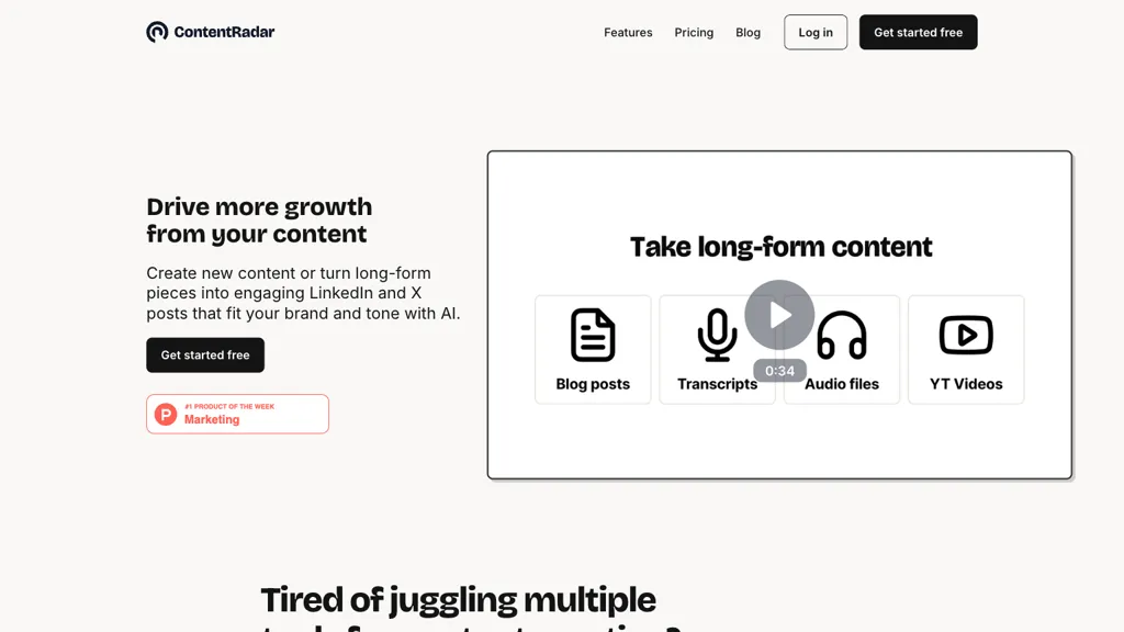 Contentradar website