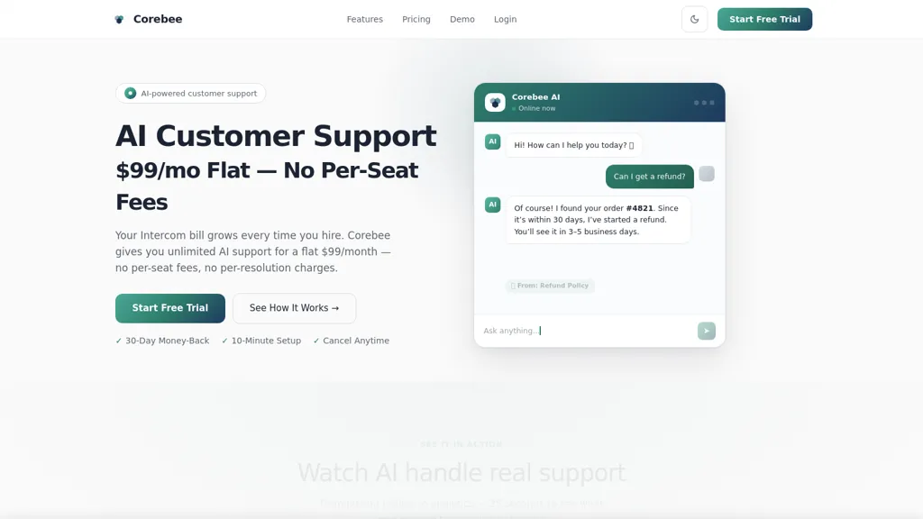 Corebee AI tool screenshot