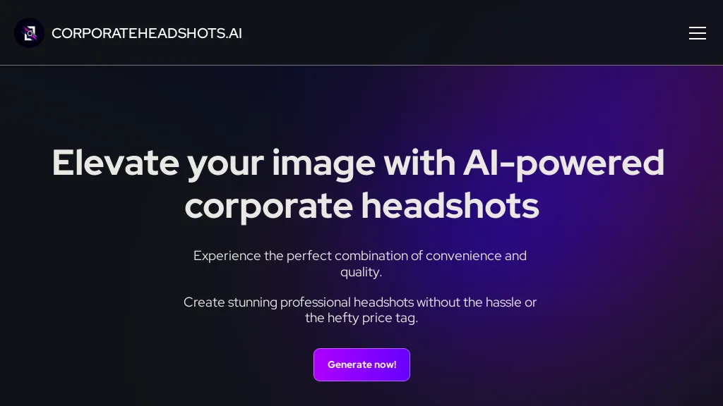 Corporate Headshots AI website