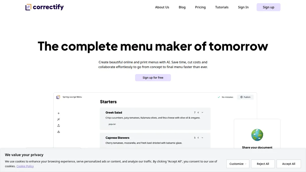Correctify AI tool screenshot