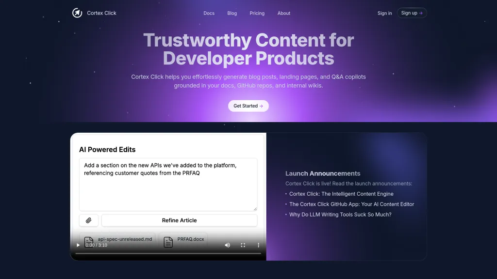 Cortex Click website