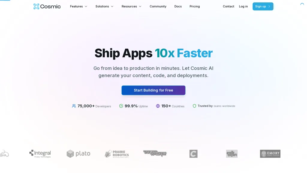 CosmicJS AI tool screenshot