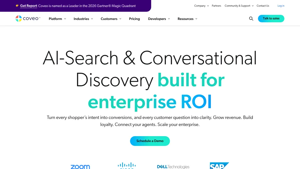 Coveo AI tool screenshot