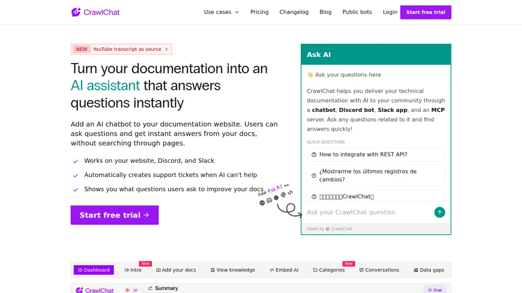 CrawlChat AI tool screenshot