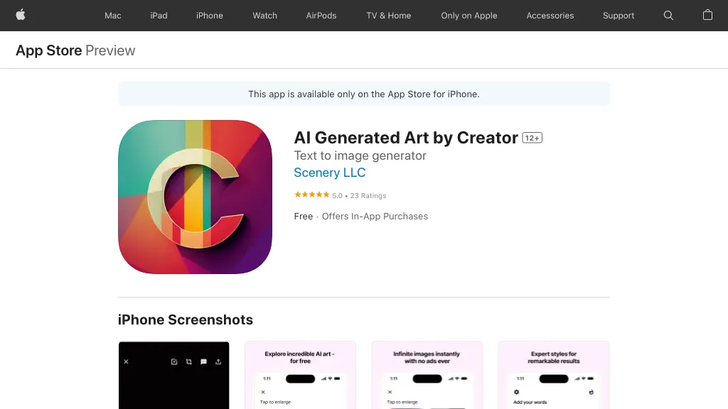 ‎Creator: AI Generated Art website