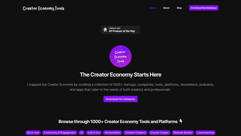 Creator Economy Tools website