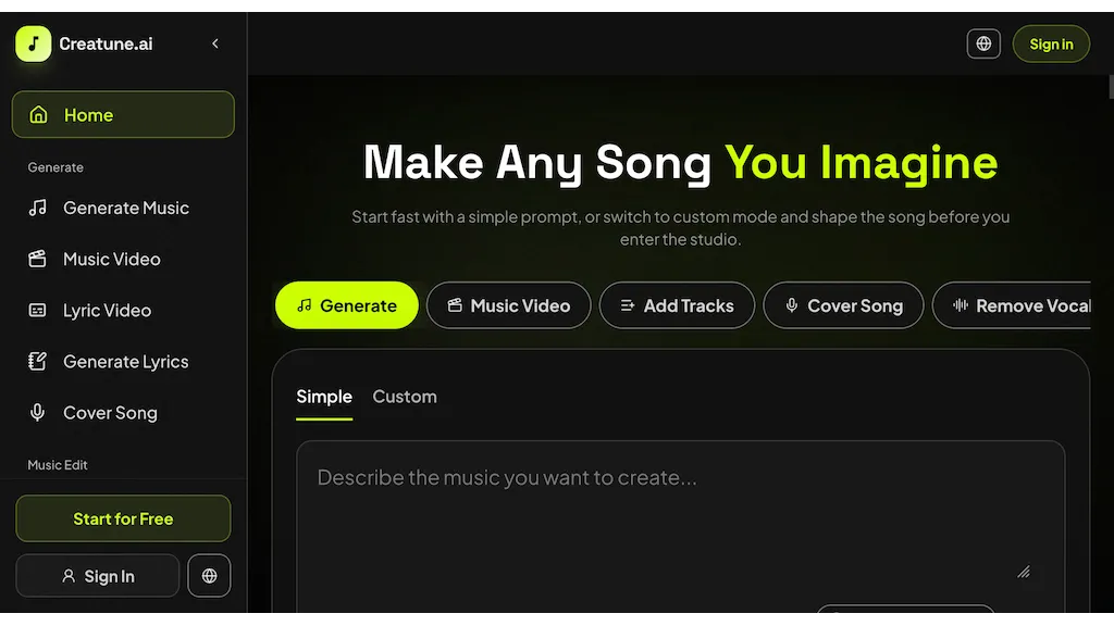 Creatune screenshot