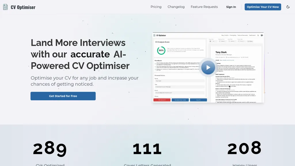CV Optimiser website