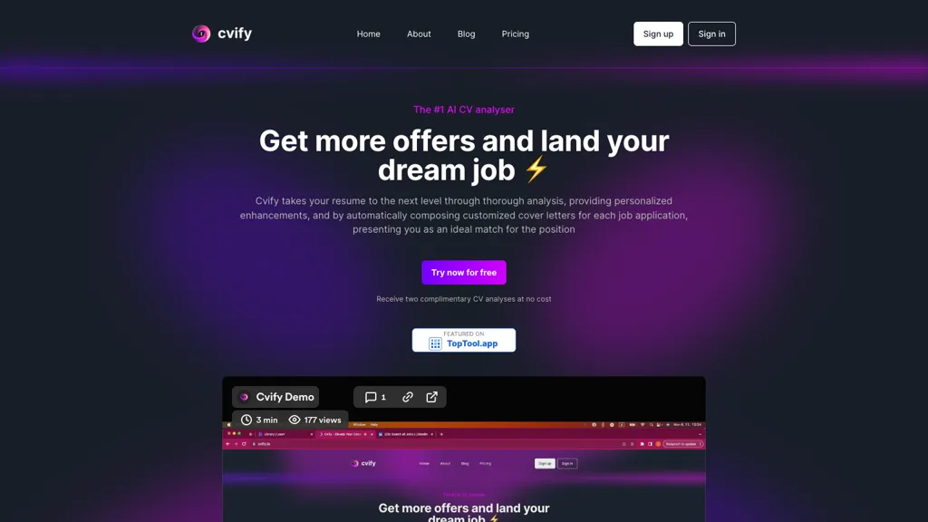Cvify website