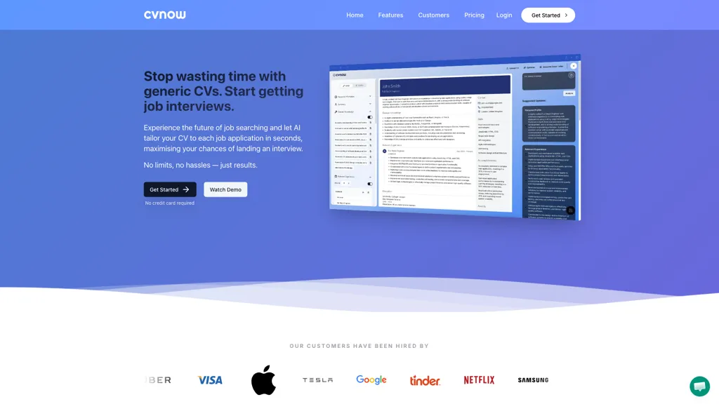cvnow.ai AI tool screenshot