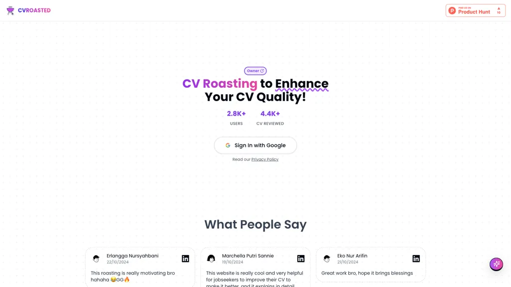 CVRoasted website