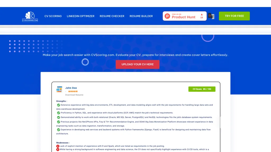 CVScoring.com website